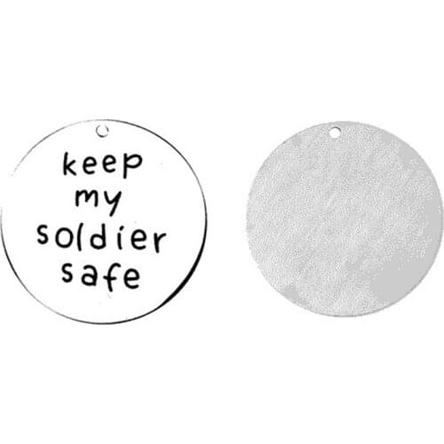 DoreenBeads Fashion 304 Stainless Steel Pendants Round Silver Color Message Carved Jewelry DIY Charms Findings 30mm Dia, 1 Piece