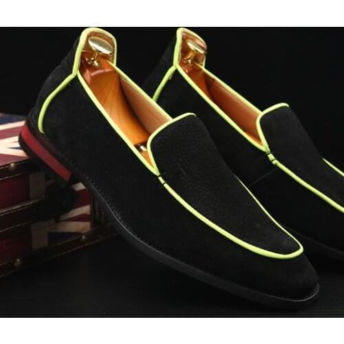 ERRFC New Fashion Men Blue Loafer Shoes Designer Slip On Round Toe Orange Trending Leisure Shoes Man Plus Size 38-48