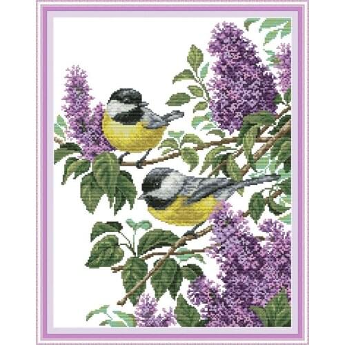 Everlasting Love Two Birds 3 Chinese Cross Stitch Kits Ecological Cotton Printed 11CT 14CT DIY Christmas Decorations For Home