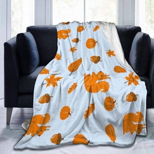 Fall Squirrel Blanket Flannel Throw Lightweight Cozy Couch Bed Soft and Warm Plush Quilt 60"x50"for Teens