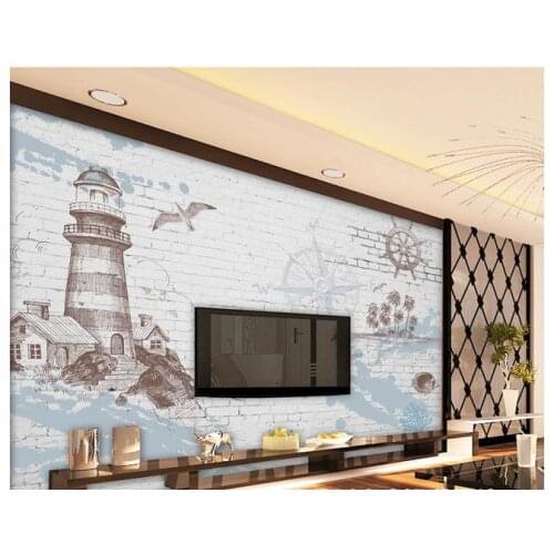 Customized 3d wallpaper 3d TV wall paper murals Retro nostalgia navigation beacon TV setting wall decoration wallpaper