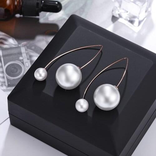 Creative Bohemia Titanium Steel Earrings Jewelry For Women Girls Different Sizes White Simulated Pearl Earrings E17130
