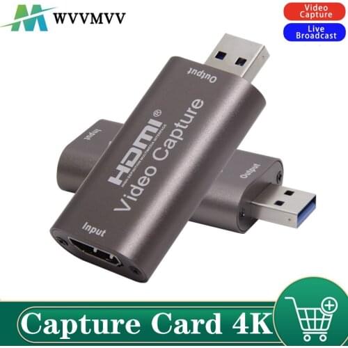 4K Video Capture Card USB 3.0 2.0 HDMI Video Grabber Record Box for PS4 Game DVD Camcorder Camera Recording Live Streaming
