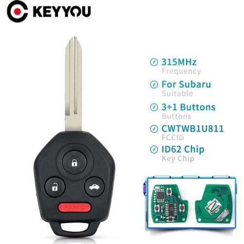 KEYYOU 5X For Subaru CWTWB1U811 3+1 4 Buttons Remote Car Key For Subaru Tribeca 3.6L Base 2011 2012 2013 2014 4D-62 Chip 315mhz