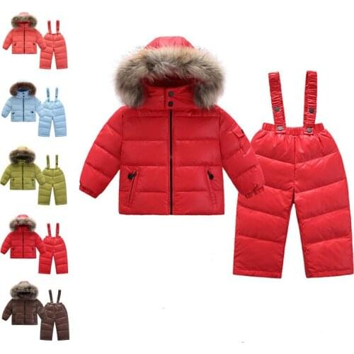 Baby Clothing Sets Baby Boy Girls White Duck Down Snow Wear Thick Coats Overalls Jacket Kids Clothes Suit Baby Winter Clothes
