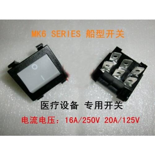 2pcs Rocker Switch 35x30mm MK6 Series 6 Pin or 9 Pin 2 Position KCD 16A 250VAC 20A 125VAC T120/55 Non Lamp Power Switch Medical