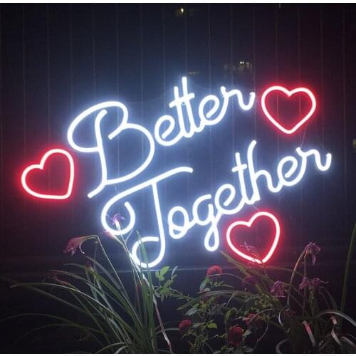 Custom Neon Sign Lights Better Together Personalized Waterproof Led 3D Acrylic Wall Hanging Home Room Party Decor Light Up Signs