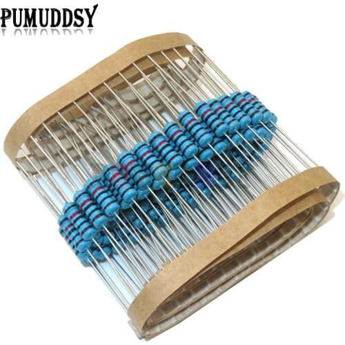 50PCS 1W Metal film resistor 1% 1R ~ 1M 2R 10R 22R 47R 100R 330R 1K 4.7K 10K 22K 47K 100K 470K 1 10 22 47 100 330 ohm resistance