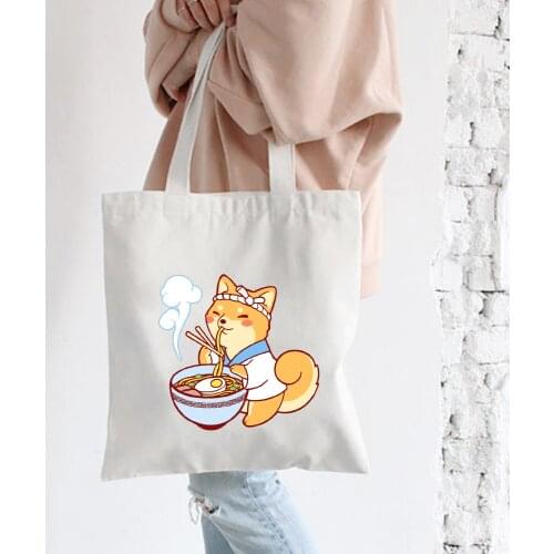 Animal Cute Tote Bag Kpop Casual Female Cloth Bag Summer Ulzzang Shoulder Bags Polyester Shopping Bag Reusable Book Bag Girls