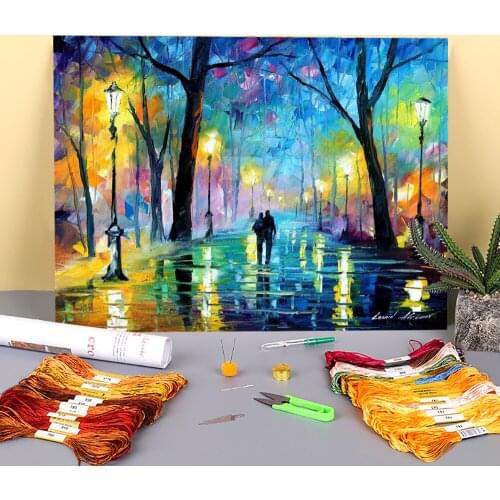 Fog In The Park Printed 11CT Cross Stitch Set DIY Embroidery DMC Threads Painting Craft Sewing Knitting Mulina Promotions