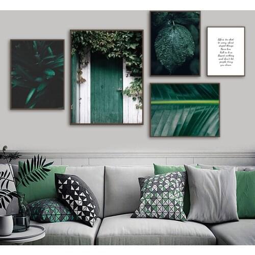 Wall Art Canvas Painting Sisal Perilla Banana Leaf Green Plants Nordic Posters And Prints Wall Pictures For Living Room Decor