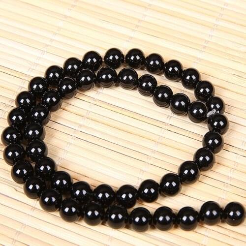 Natural Black Agates Stone Beads Round Onyx Loose Beads For Jewelry Making 15" Strand 4mm 6mm 8mm 10mm 12mm 14mm Pick Size