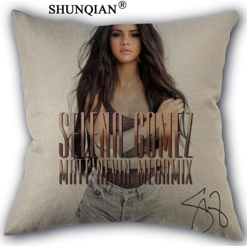 Selena gomez Pillowcase Cotton Linen Square Zippered Pillow Cover Unique Design Customize Your Picture 45x45cm one side