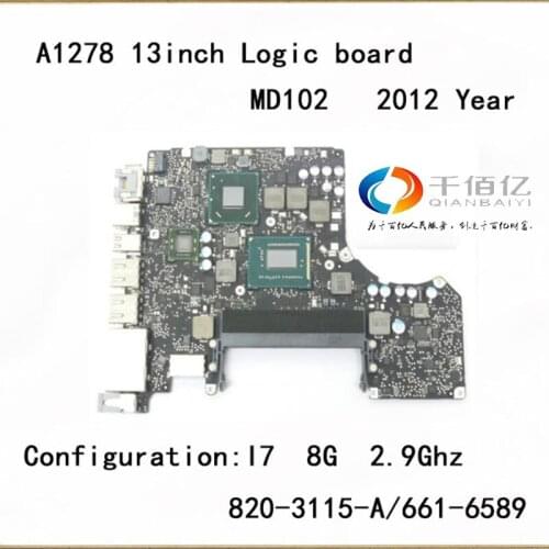Laptop MD102 mother board for Macbook pro A1278 logic board 13'' I7 8G 2.9Ghz 820-3115-B 2012 Year