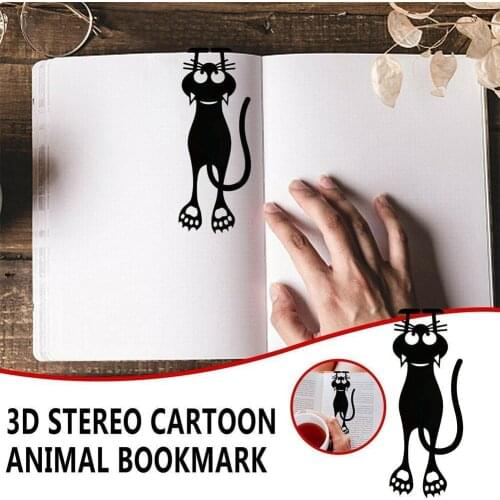 One pieceCartoon black cat bookmark creative hollow bookmark reading holder design tools plastic cartoon school book suppli W8G5