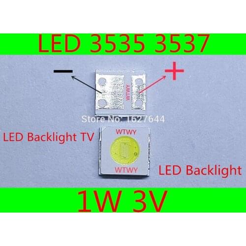 50pcs UNI LED Backlight TV LED 3535 3537 LED Backlight High Power 1W 3V 90LM Cool white For LED LCD TV Backlight Application