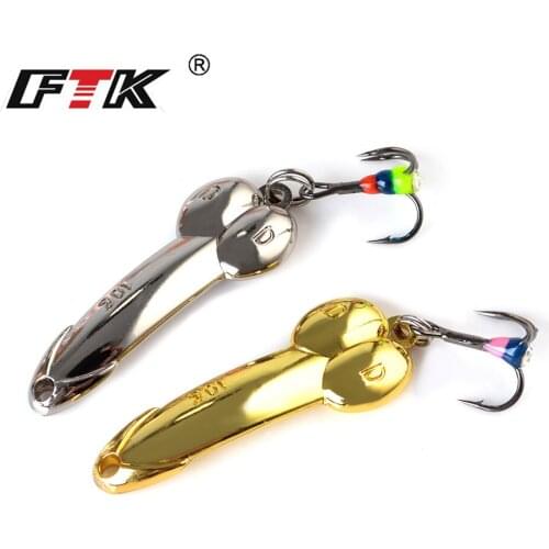FTK Winter Ice Fishing Lure Gold/Silver 2021 NEW STYLE Length 34/44/50/60mm Allumen Treble Sharp Hook Artificial Lure