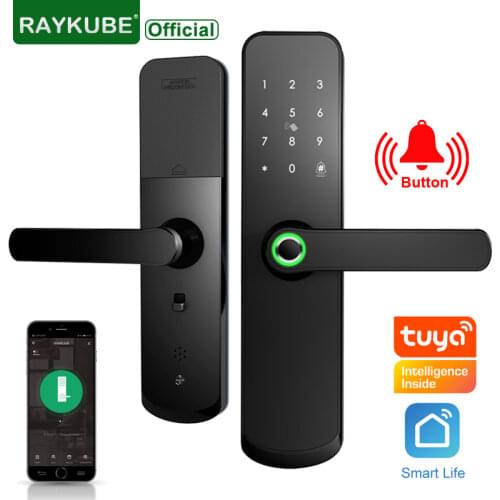 RAYKUBE Fingerprint Door Lock Wifi Tuya APP Password 13.56MHZ IC Card Keyless Unlock Mortise Lock Smart Home X7