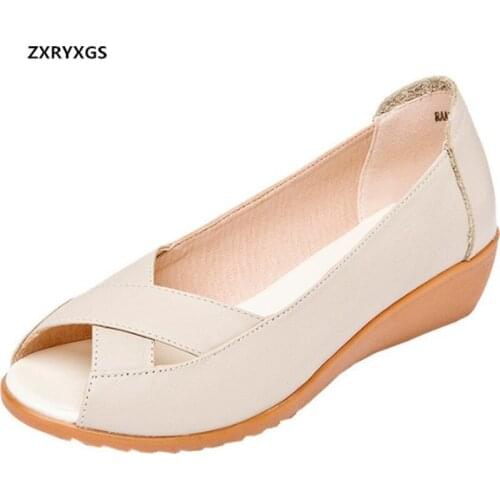 Hot Promotion Genuine leather fish mouth sandals women shoes flat shoes non-slip soft comfortable shoes woman new casual shoes