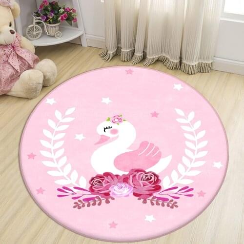 Gray Round Kids Room Rug clock numbers girl heart educational carpet