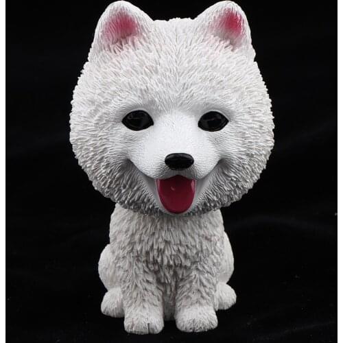 Cute Bobble Head Dogs for Cars Dashboards Auto, Mini Animal Figures, Home Office Desktop Decoration - Samoyed