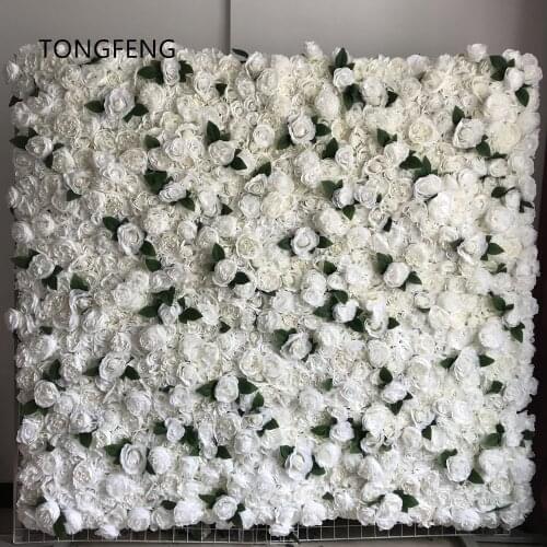 TONGFENG Ivory 8pcs/Lot Fleurs Artificielles Silk Rose Peony Hydrangea 3D Flower Wall Panel Wedding Party Backdrop Decoration