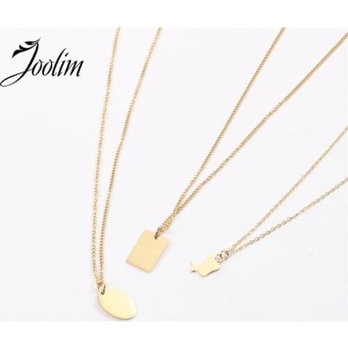 Joolim Jewelry Gold Finish Geometric Design Character Necklace Stainless Steel Necklace