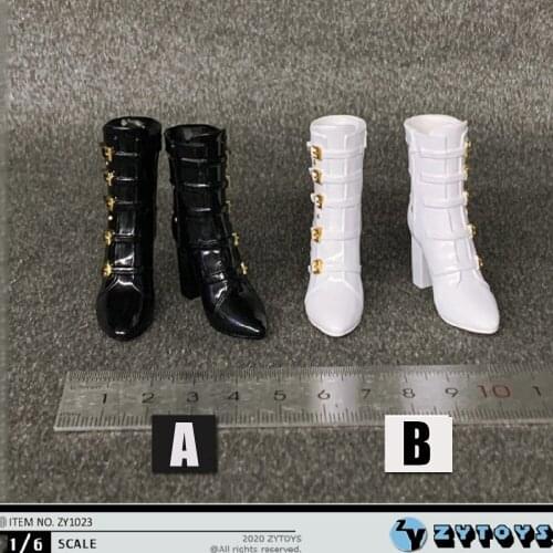 1/6 Scale Female Black Short Booties Woman Ladies High-Heeled Shoes Model For 12 Inches Action Figures Accessories