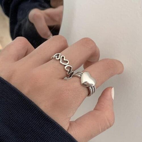 Heart Hollow Index Finger Opening Rings For Women Student Light Luxury Fashion Trend Jewelry Birthday SAR379