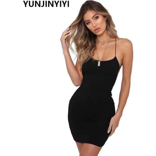 Womens Fashion Sleeveless Solid Dress Sexy Casual Solid Tight Backless Cross Splice Sling Solid Dress