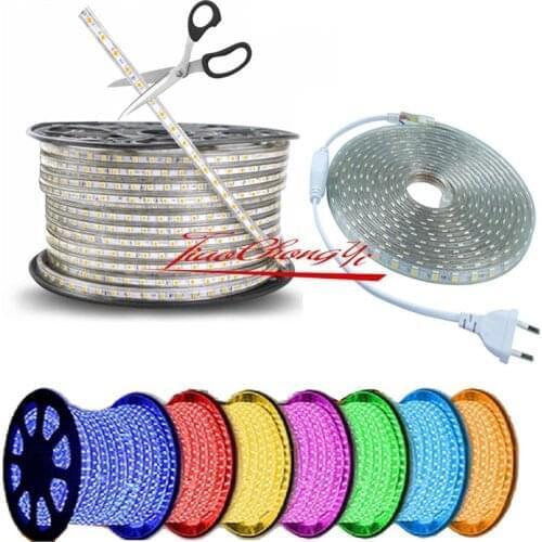 1/2/3/5/10M 5050 60 SMD Waterproof IP67 Flexible LED Light Strip Lamp 220V XMAS