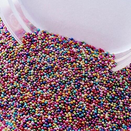 1Box/130g DIY 3D Caviar Nail Art Decoration Mini Micro Glass Beads Color Plated for Nail Care Dyed No Hole Mixed Color 0.6-0.8mm