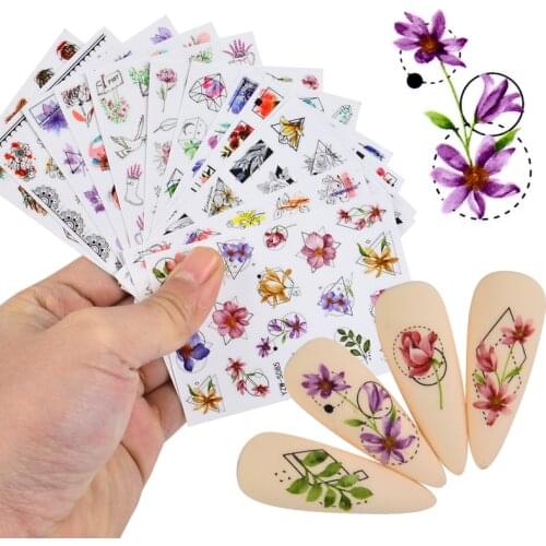 LCJ 1 PC Flower/Lavender/Maple Leaf/Grass Series Nail Water Decals Dream ChaserPattern Tranfer Sticker Nail Art Decoration