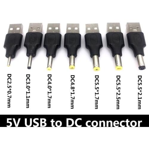 1 Pcs USB port to 2.5*0.7mm 4.0 * 1.7m 5.5 * 2.1 3.0* 1.1mm DC 5V Barrel Jack Power Cable Connector