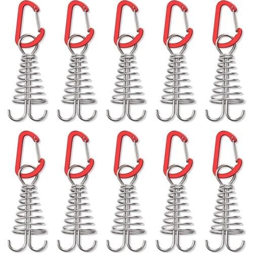10 Pcs Spiral Shaped Spring Octopus Peg With Carabiner Hook Durable Rope Buckle Tent Hooks Board Pegs For Camping Hiking
