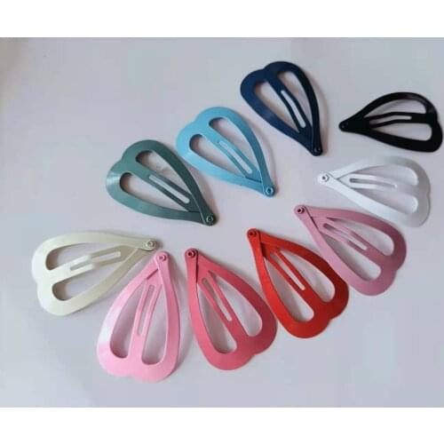 100pcs 4cm Big Snap Heart Hair Clip Korean Pet/Baby Girl Hair Clips Metal Barrettes Hairpins Cute Candy Color Dog BB Hairclips