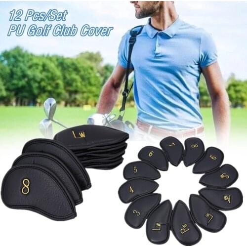 12Pcs Golf Iron Covers Set PU Leather Portable Golf Stick Covers Golf Headcover Protector Accessories