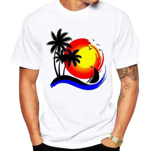 2018 fashion mens t-shirt new short-sleeved Summer Sunset printing t shirt men cotton comfortable casual Tshirt tops size 5xl