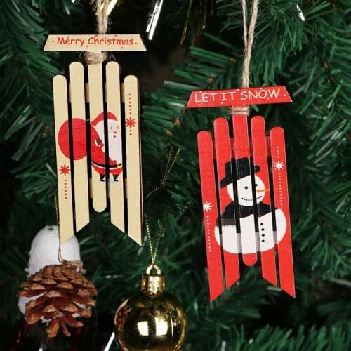 60 Pcs Merry Christmas Wooden Snowman Santa Pendants Xmas Tree Hanging Decoration Party Supplies Assorted Color Wholesale X2