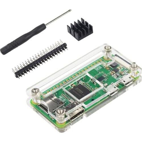Raspberry Pi Zero Acrylic Case Box Enclosure + Aluminum Heat Sink + GPIO Header + Screwdriver for Raspberry Pi Zero V1.3 W