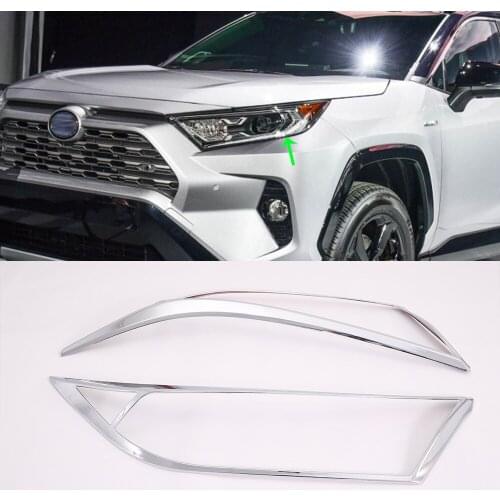Car Accessories Exterior Decoration ABS Front Head Light Lamp Cover Trim For Toyota RAV4 2019 Car-styling
