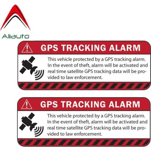 Aliauto 2 X Caution Car Sticker Warning GPS Tracking Alarm Decoration Personality Sunscreen Reflective Decal PVC,13cm*4cm