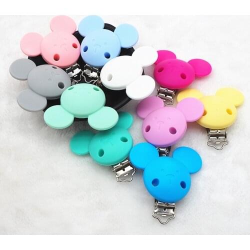 Chengkai 50pcs Silicone Teether Clips DIY Baby Pacifier Dummy Mouse Animal Soother Nursing Jewelry Toy Clips Accessories