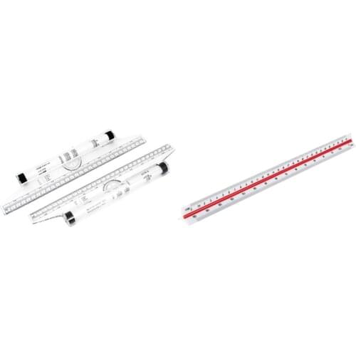 Art Drawing Tool Squares Angle Parallel Line Rolling Ruler 30 cm with Metric 12Inch Plastic Triangular Scale Ruler