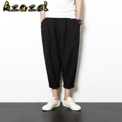 Quality 2020 Summer new Retro cotton and linen Ninth pants trousers male plus size casual pants Men loose trendy harem pants