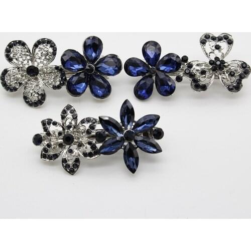 Fashion Hair Clips Headwear Crystal Rhinestone Hairpin Tide Women Blue Accessories Jewelry Lady Hair Clips Girl Wedding Hairpins