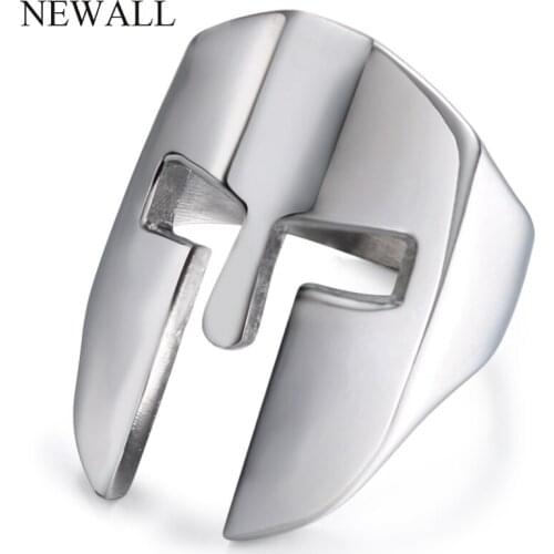 Men Ring Vintage Mask High Quality Stainless Steel Silver Plated Ring Warrior Metal Classic Helmet Thumb Jewelry Dropshipping
