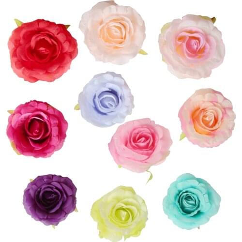 Pack of 10/Set Artificial Silk Rose Flower Heads Wall Flowers Bouquet DIY Craft Wedding Party Table Decoration