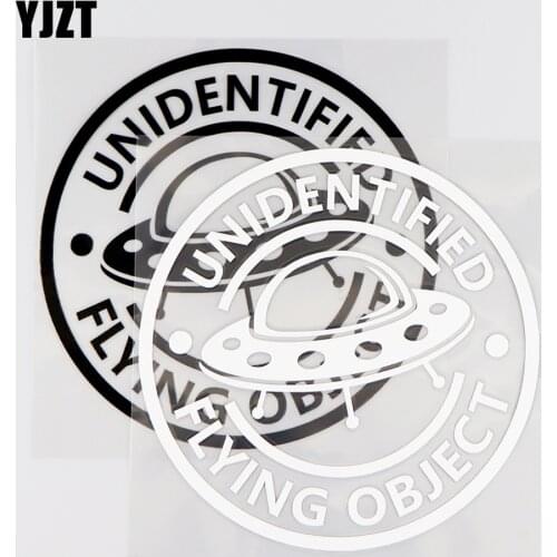YJZT 14.2X14.2CM Unidentified Flying Object Car Sticker Vinyl Decal Ufo Art Decor Black / Silver 10A-0386