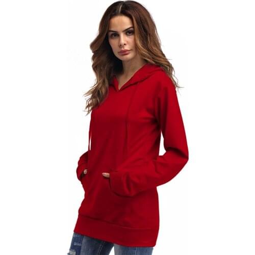 NORA TWIPS Cute Women Hoodies Pullover Solid Wine Red 2018 Autumn Loog sleeve Coat Winter Loose Sweatshirt Female A0